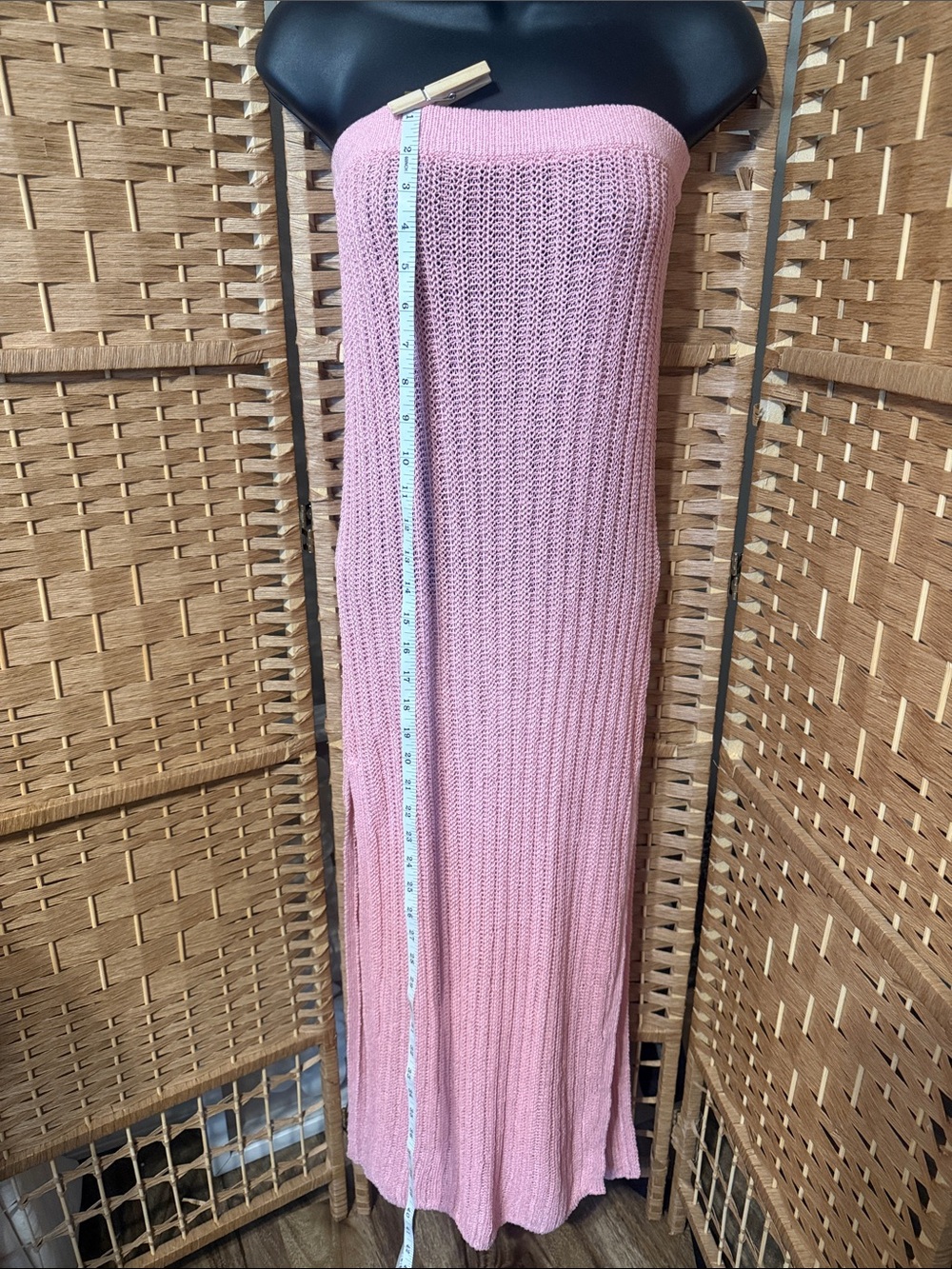 Strapless Pink Knit Maxi Dress